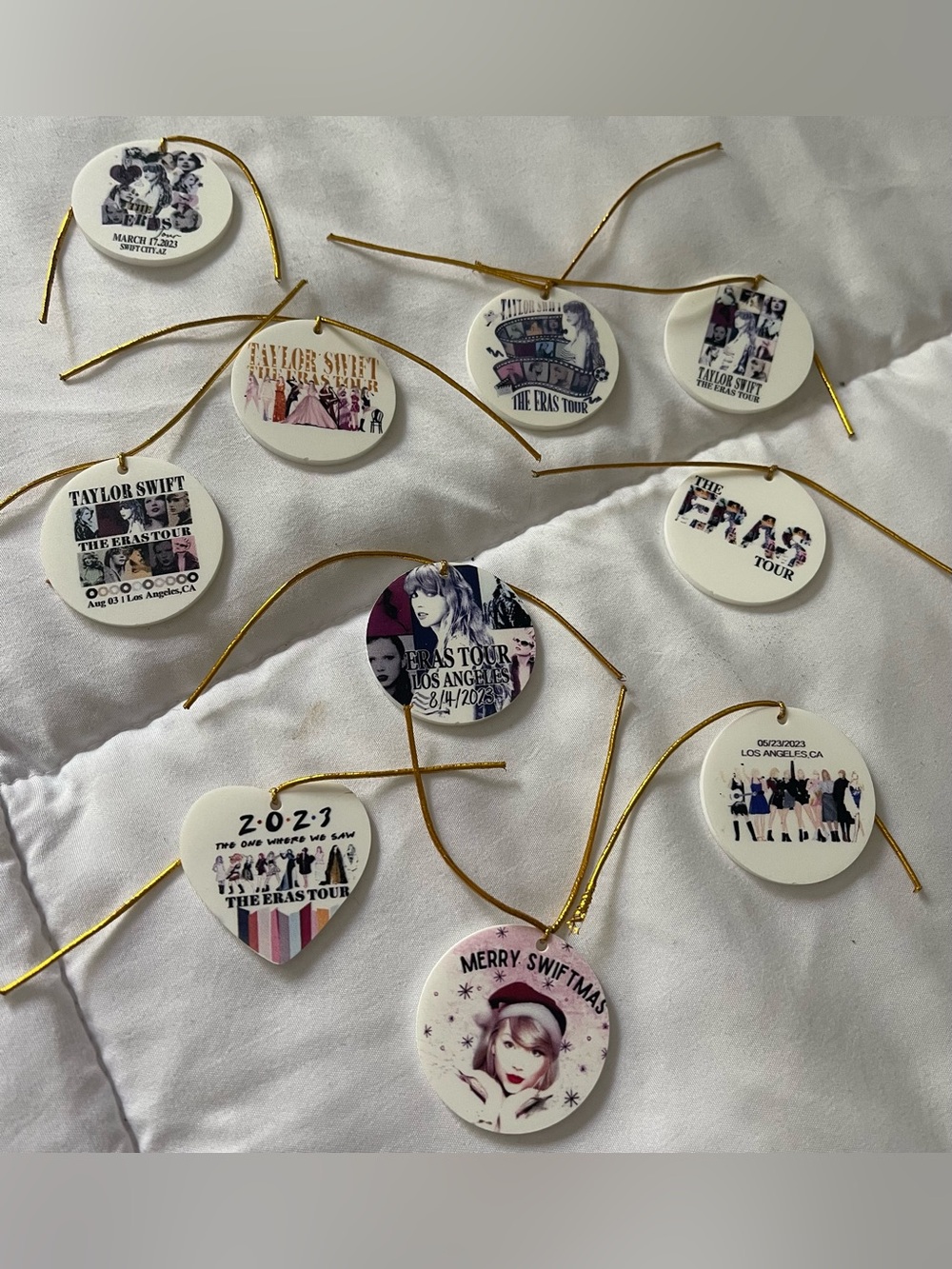 Taylor Swift Eras Tour Ornament Set (10pc) Swiftie Christmas Decor Tour Dates